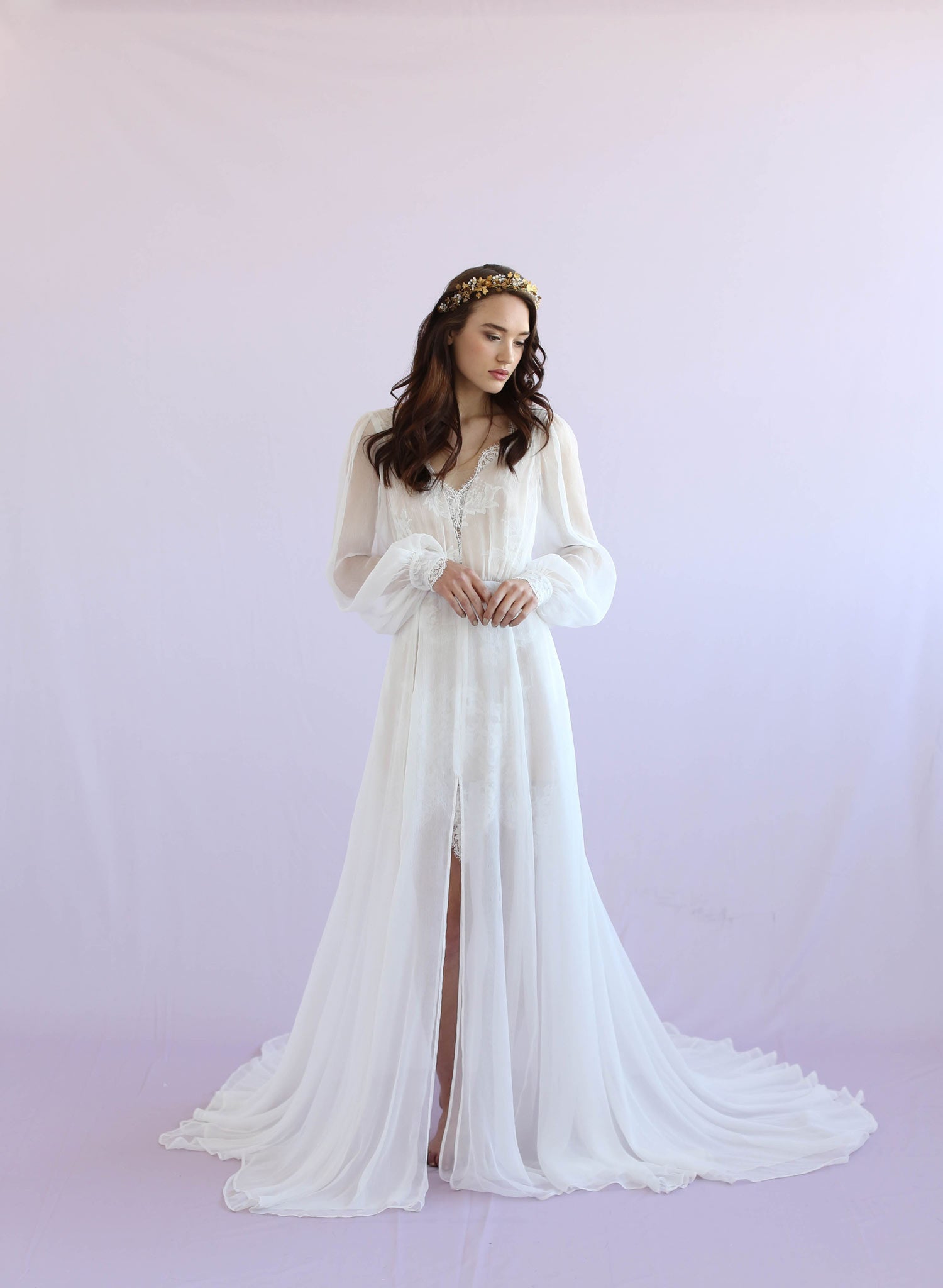 Long sleeve gown design shops