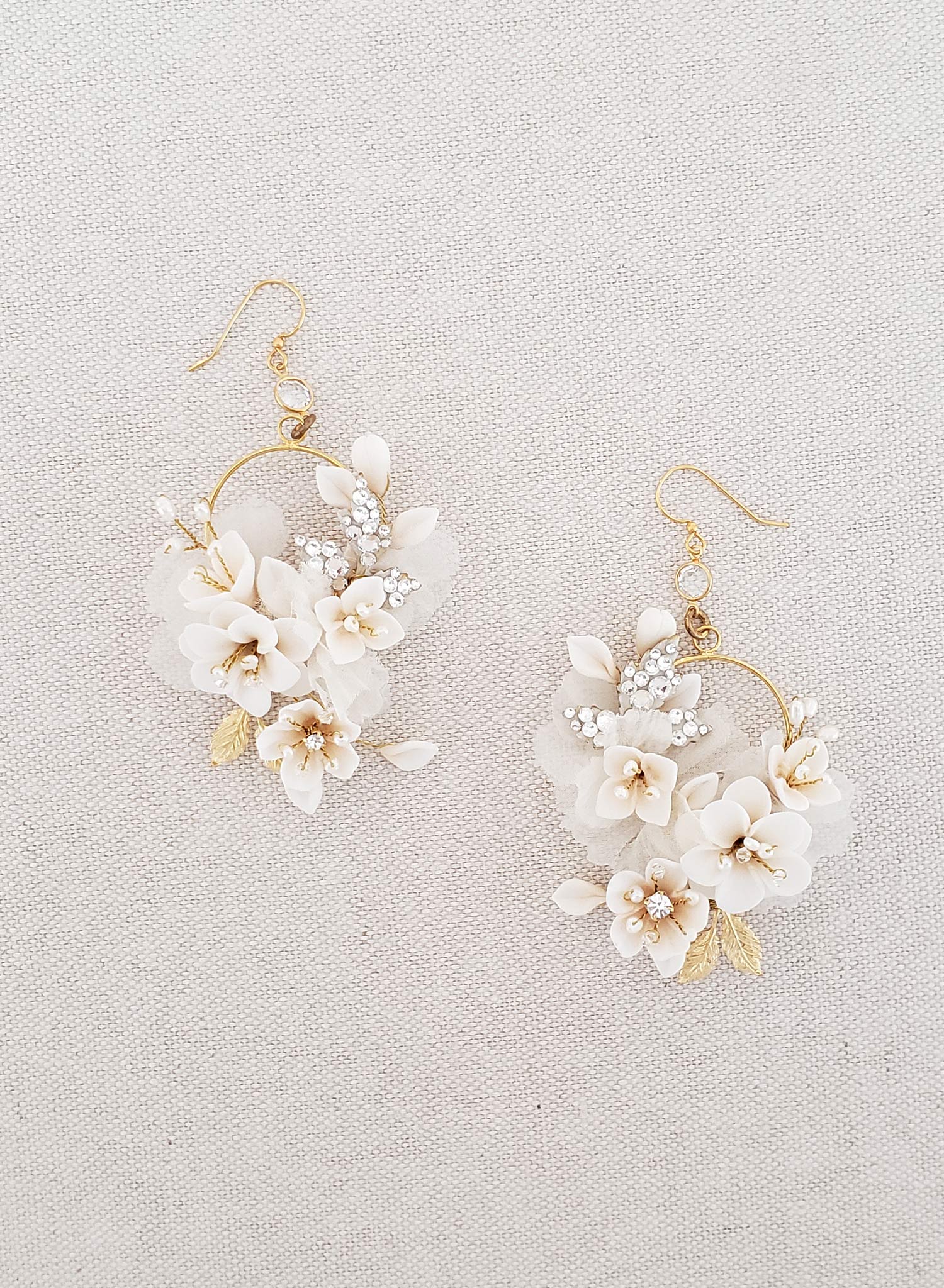 Rose Gold Floral Statement Earrings | Wedding Jewelry for Bride Rose Gold Earrings Only