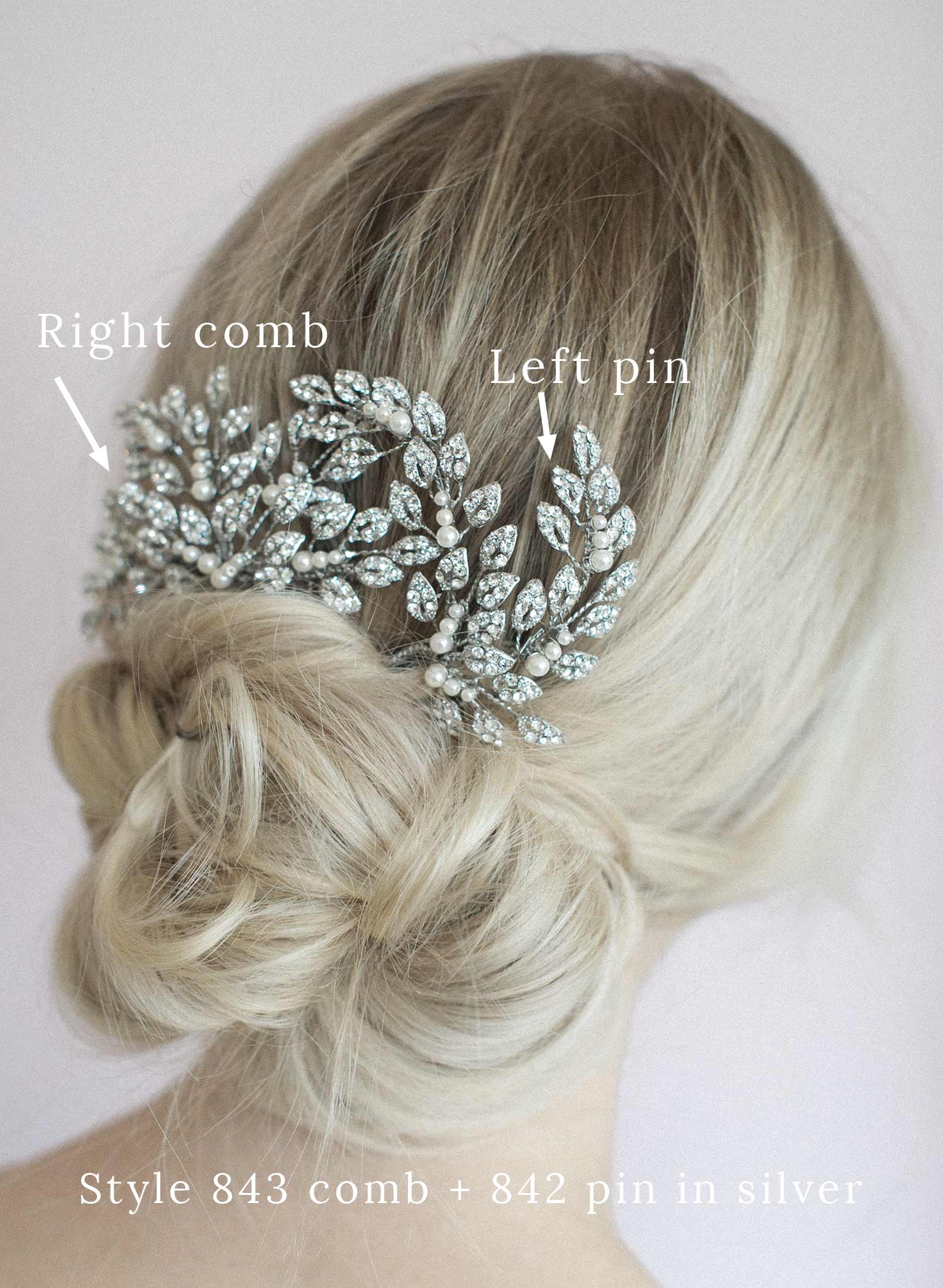 Crystal feather burst hair comb - Style #843